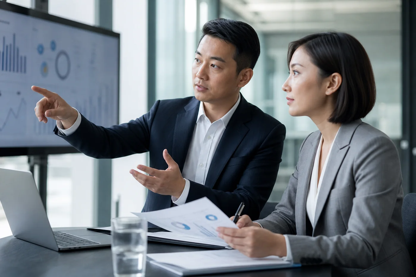 管理者与分析师查看AI项目效果指标